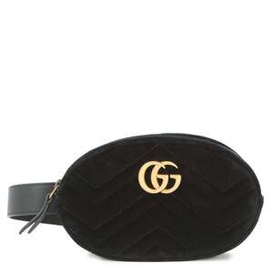 GUCCI Black Leather GG Marmont Pouch